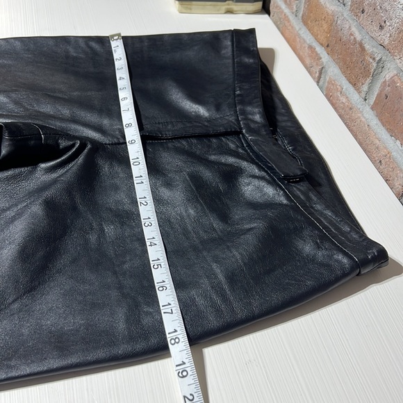 INC Jet Black Genuine Leather Straight Leg Mid Rise Pants - Picture 6 of 15